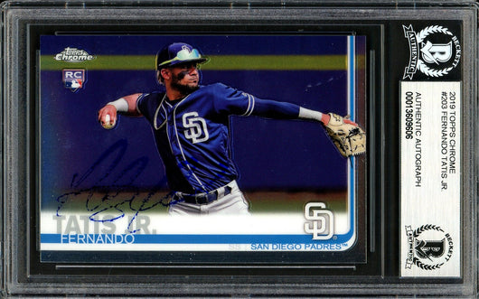 Fernando Tatis Jr. Autographed 2019 Topps Chrome Rookie Card #203 San Diego Padres (Bubbling) Beckett BAS #13609606