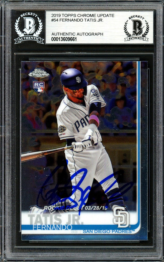 Fernando Tatis Jr. Autographed 2019 Topps Chrome Update Rookie Card #54 San Diego Padres Beckett BAS #13609661