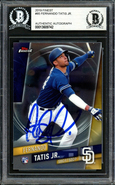 Fernando Tatis Jr. Autographed 2019 Topps Finest Rookie Card #85 San Diego Padres (Bubbling) Beckett BAS #13609742