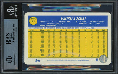 Ichiro Suzuki Autographed 2019 Heritage High Number Box Topper 3x5 Card #21 Seattle Mariners Beckett BAS #13610436