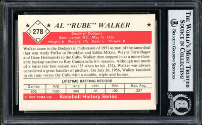 Al "Rube" Walker Autographed 1979 TCMA Card #278 Brooklyn Dodgers Beckett BAS #12058691