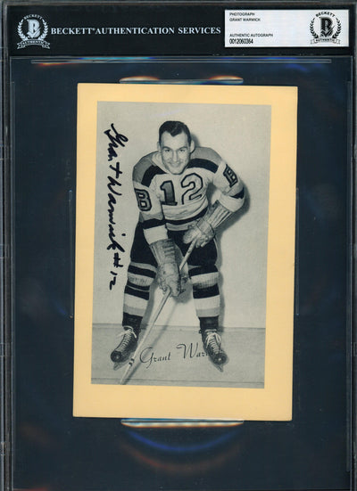 Grant Warwick Autographed 1944-63 5x7 Beehive Photo #73 Boston Bruins Beckett BAS #12060364