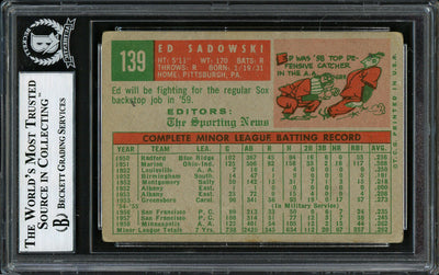 Ed Sadowski Autographed 1959 Topps Rookie Card #139 Boston Red Sox "Best Wishes" Beckett BAS #12305950