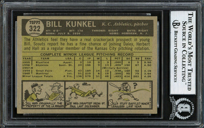 Bill Kunkel Autographed 1961 Topps Rookie Card #322 Kansas City A's Beckett BAS #12305969