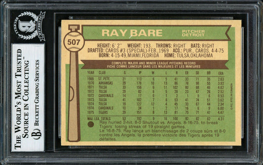 Ray Bare Autographed 1976 O-Pee-Chee Card #507 Detroit Tigers Beckett BAS #12306514