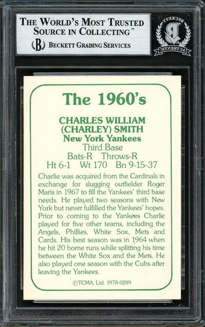 Charley Smith Autographed 1978 TCMA Card #289 New York Yankees Beckett BAS #12306750