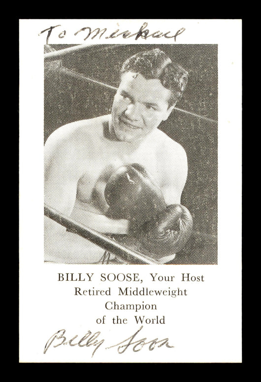 Billy Soose Autographed Business Card Boxer "To Michael" SKU #179768