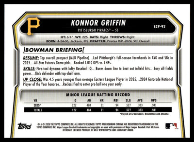 2026 Bowman Chrome Konnor Griffin Black Mojo Refractor /10