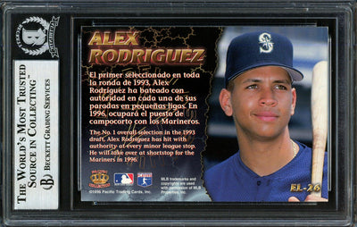 Alex Rodriguez Autographed 1996 Pacific Crown Estrellas Latinas Card #EL-26 Seattle Mariners Beckett BAS #12410191