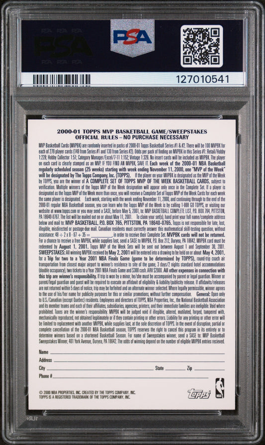 2000 Topps MVP Promotion-Unredeemed Kevin Garnett PSA 9