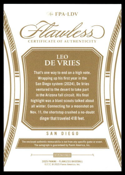 2025 Flawless Leo De Vries Patch Auto /20