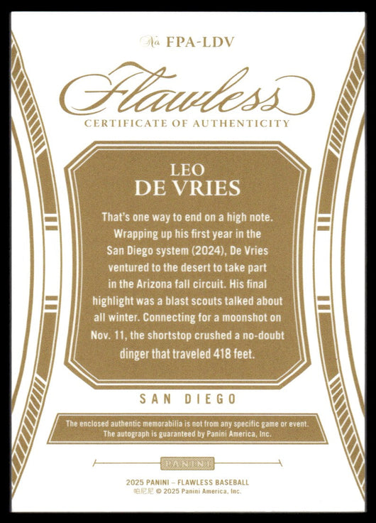 2025 Flawless Leo De Vries Patch Auto /20
