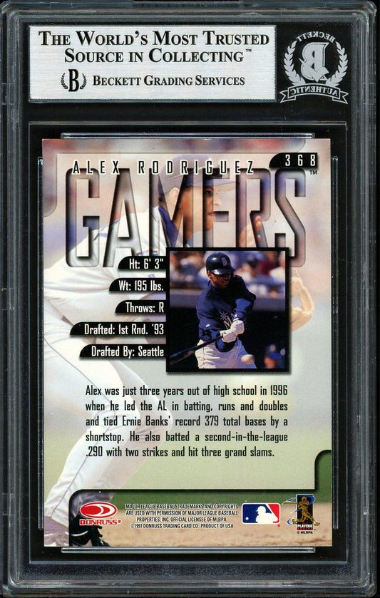 Alex Rodriguez Autographed 1997 Leaf Gamers Card #368 Seattle Mariners Beckett BAS #12410233