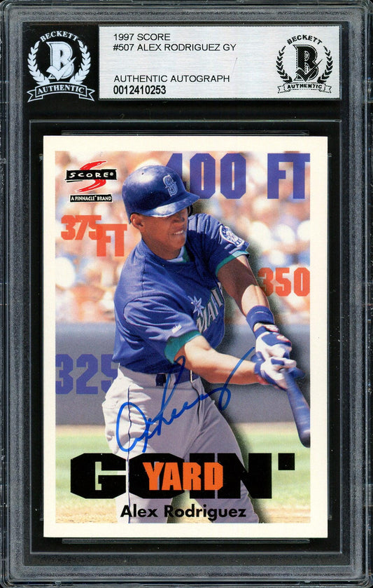 Alex Rodriguez Autographed 1997 Score Goin' Yard Card #507 Seattle Mariners Beckett BAS #12410253