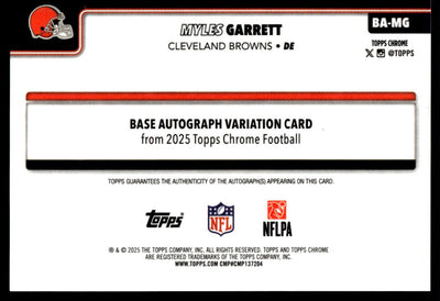 2025 Topps Chrome Myles Garrett True Orange Auto /25