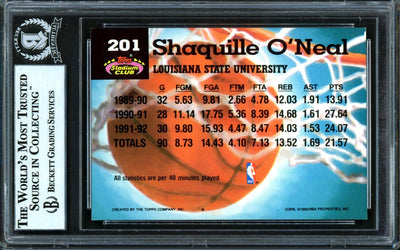 Shaquille Shaq O'Neal Autographed 1992-93 Stadium Club Members Choice Rookie Card #201 Orlando Magic Beckett BAS #13446807