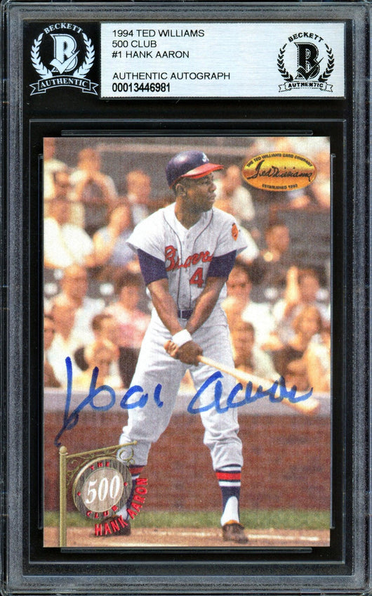 Hank Aaron Autographed 1994 Ted Williams Card #5C1 Atlanta Braves Beckett BAS #13446981