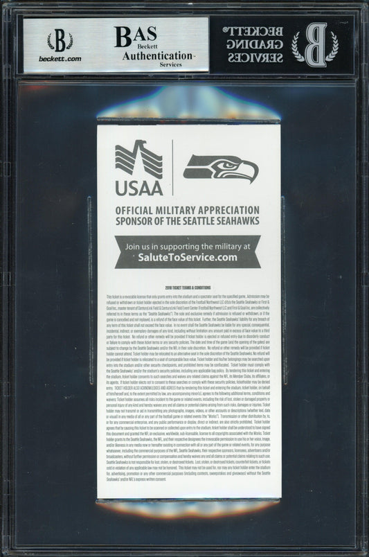 Russell Wilson Autographed 2018 3x6 Ticket Seattle Seahawks Vs. Packers 11-15-18 Beckett BAS #13447258