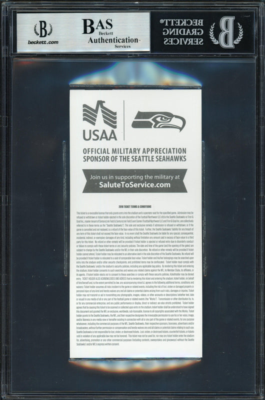Russell Wilson Autographed 2018 3x6 Ticket Seattle Seahawks Vs. Packers 11-15-18 Beckett BAS #13447258