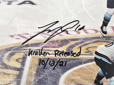 Jared McCann Autographed 16x20 Photo Seattle Kraken "Kraken Released 10/12/21" Fanatics Holo Stock #200876