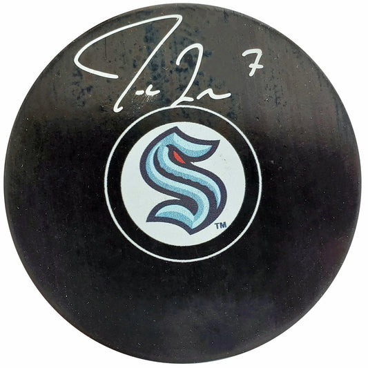 Jordan Eberle Autographed Official Seattle Kraken Logo Hockey Puck Fanatics Holo Stock #200454
