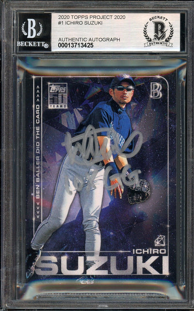 Ichiro Suzuki Autographed Topps Project 2020 Ben Baller Card #1 Seattle Mariners Auto Grade Gem Mint 10 "10X GG" Silver #1/1 Beckett BAS #13713425