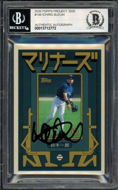 Ichiro Suzuki Autographed Topps Project 2020 Grotesk Card #149 Seattle Mariners Auto Grade Gem Mint 10 Black #8/10 Beckett BAS #13712772