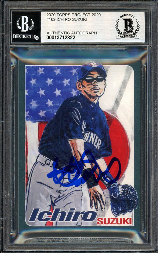 Ichiro Suzuki Autographed Topps Project 2020 Blake Jamieson Card #169 Seattle Mariners Auto Grade Gem Mint 10 Blue #/10 Beckett BAS Stock #200984