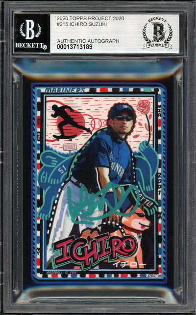 Ichiro Suzuki Autographed Topps Project 2020 Efdot Card #215 Seattle Mariners Auto Grade Gem Mint 10 Teal #/10 Beckett BAS Stock #201006