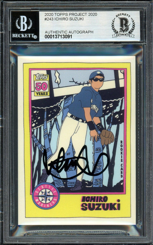 Ichiro Suzuki Autographed Topps Project 2020 Fucci Card #243 Seattle Mariners Auto Grade Gem Mint 10 Black #/10 Beckett BAS Stock #201010