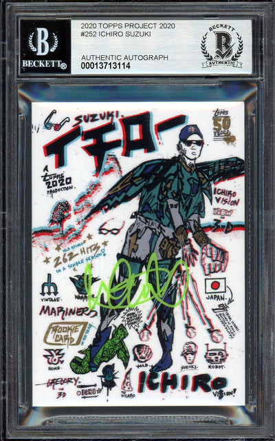 Ichiro Suzuki Autographed Topps Project 2020 Gregory Siff Card #252 Seattle Mariners Auto Grade Gem Mint 10 Lime Green #/10 Beckett BAS Stock #201014