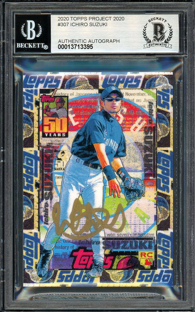 Ichiro Suzuki Autographed Topps Project 2020 Tyson Beck Card #307 Seattle Mariners Auto Grade Gem Mint 10 Gold #6/10 Beckett BAS #13713395