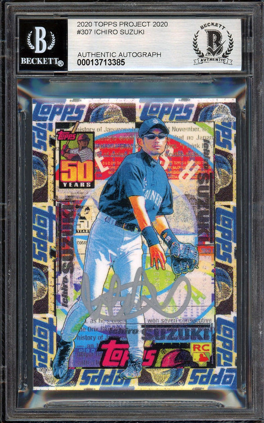 Ichiro Suzuki Autographed Topps Project 2020 Tyson Beck Card #307 Seattle Mariners Auto Grade Gem Mint 10 Silver #5/10 Beckett BAS #13713385