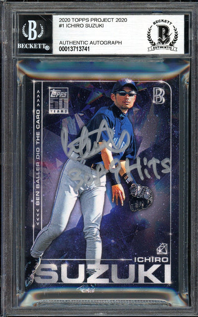 Ichiro Suzuki Autographed Topps Project 2020 Ben Baller Card #1 Seattle Mariners "3089 Hits" Silver #1/1 Beckett BAS #13713741