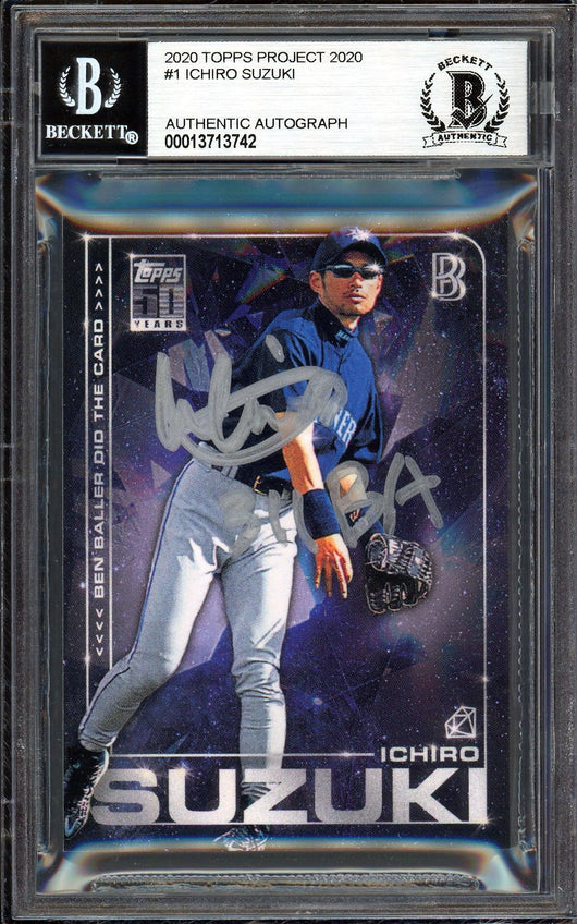 Ichiro Suzuki Autographed Topps Project 2020 Ben Baller Card #1 Seattle Mariners "311 BA" Silver #1/1 Beckett BAS #13713742