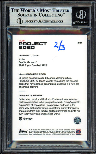 Ichiro Suzuki Autographed Topps Project 2020 Ermsy Card #22 Seattle Mariners Gold #2/3 Beckett BAS #13714073