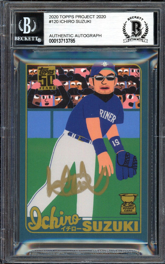 Ichiro Suzuki Autographed Topps Project 2020 Keith Shore Card #120 Seattle Mariners Gold #2/5 Beckett BAS #13713785