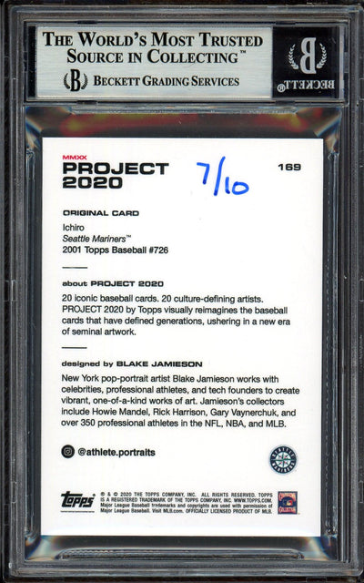 Ichiro Suzuki Autographed Topps Project 2020 Blake Jamieson Card #169 Seattle Mariners Lime Green #7/10 Beckett BAS #13713802