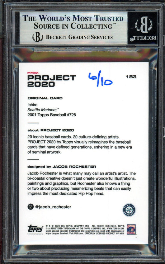 Ichiro Suzuki Autographed Topps Project 2020 Jacob Rochester Card #183 Seattle Mariners Gold #6/10 Beckett BAS #13714095
