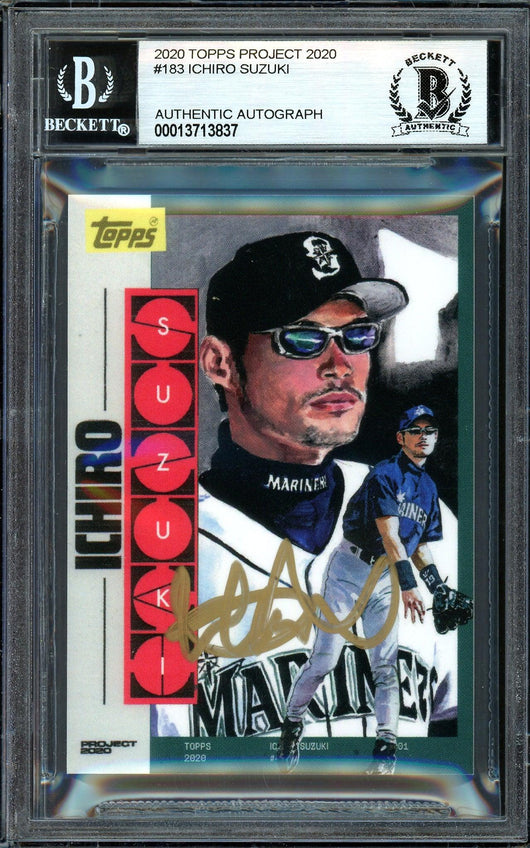 Ichiro Suzuki Autographed Topps Project 2020 Jacob Rochester Card #183 Seattle Mariners Gold #10/10 Beckett BAS #13713837