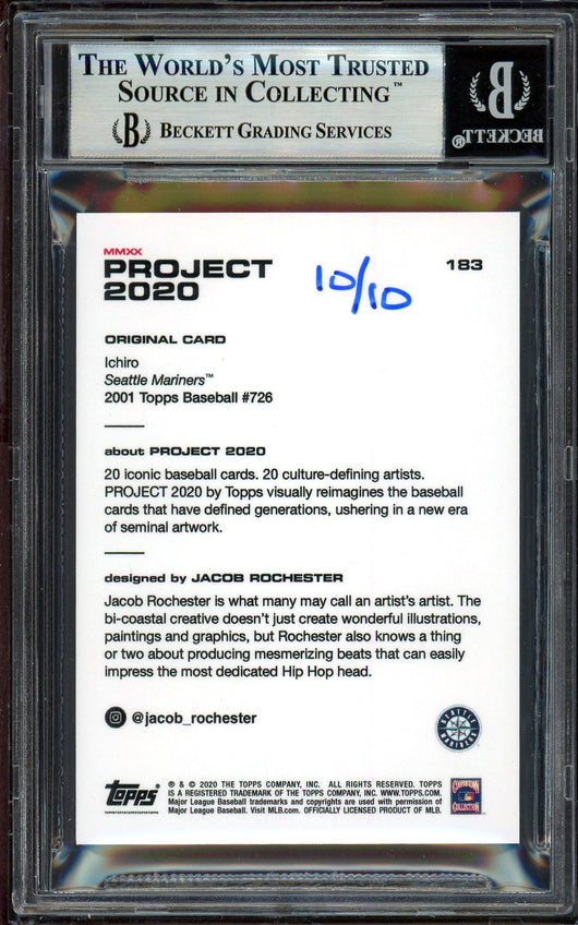 Ichiro Suzuki Autographed Topps Project 2020 Jacob Rochester Card #183 Seattle Mariners Gold #10/10 Beckett BAS #13713837