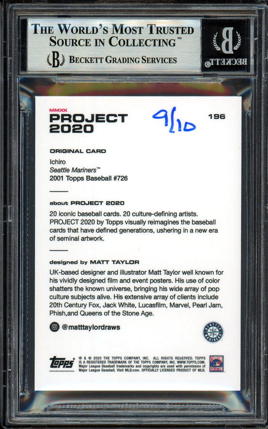 Ichiro Suzuki Autographed Topps Project 2020 Matt Taylor Card #196 Seattle Mariners Teal #9/10 Beckett BAS #13714104