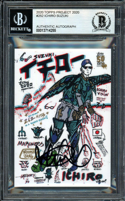 Ichiro Suzuki Autographed Topps Project 2020 Gregory Siff Card #252 Seattle Mariners Black #5/10 Beckett BAS #13714255