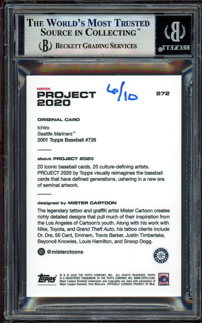 Ichiro Suzuki Autographed Topps Project 2020 Mister Cartoon Card #272 Seattle Mariners Gold #/10 Beckett BAS Stock #201131