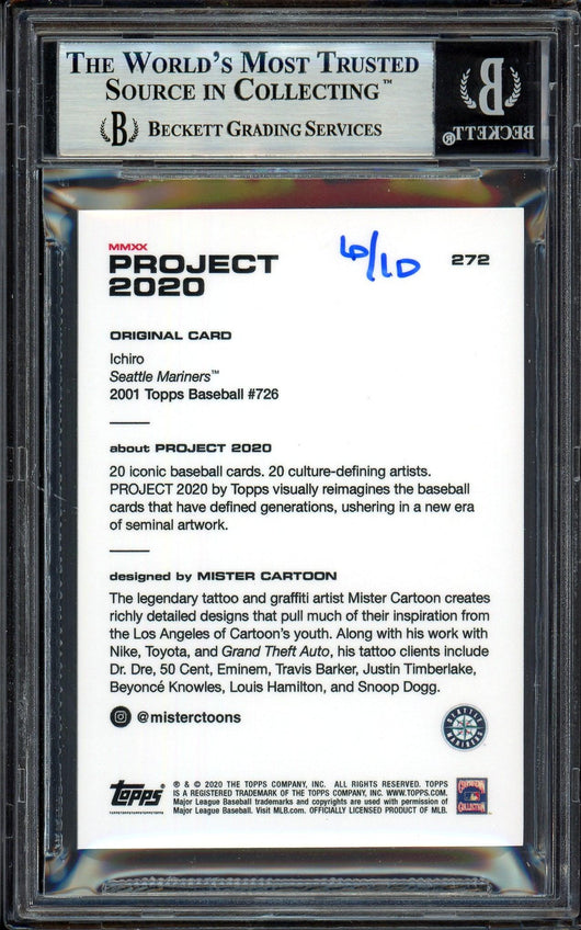 Ichiro Suzuki Autographed Topps Project 2020 Mister Cartoon Card #272 Seattle Mariners Silver #/10 Beckett BAS Stock #201132