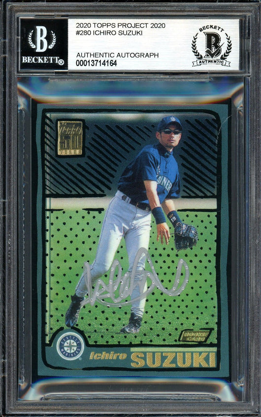 Ichiro Suzuki Autographed Topps Project 2020 Joshua Vides Card #280 Seattle Mariners Silver #/10 Beckett BAS Stock #201136