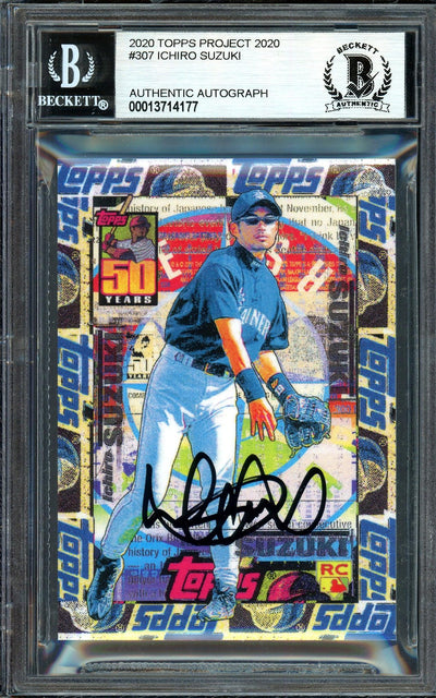Ichiro Suzuki Autographed Topps Project 2020 Tyson Beck Card #307 Seattle Mariners Black #4/10 Beckett BAS #13714177