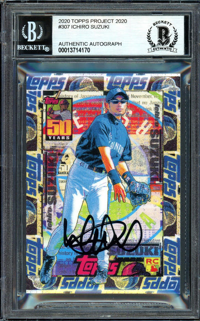 Ichiro Suzuki Autographed Topps Project 2020 Tyson Beck Card #307 Seattle Mariners Black #1/10 Beckett BAS #13714170