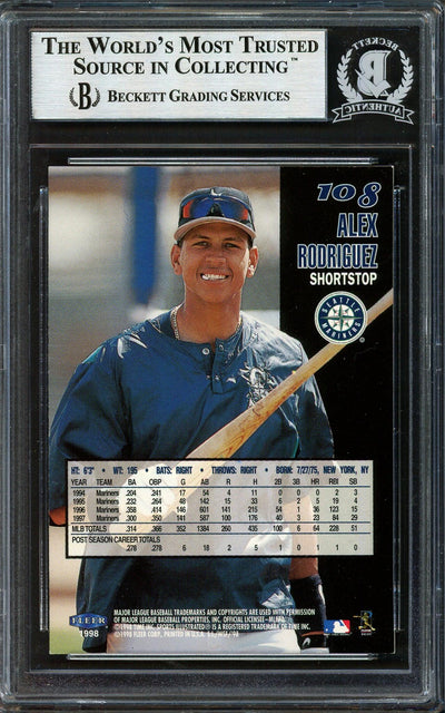 Alex Rodriguez Autographed 1998 Fleer Sports Illustrated Card #108 Seattle Mariners Beckett BAS #12410292