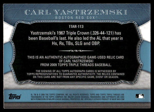 2009 Triple Threads Carl Yastrzemski Triple Patch Auto Game-Used /3